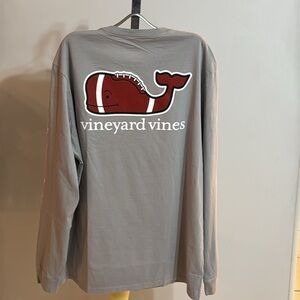 Vineyard Vines Football Whale Long Sleeve Pocket Tee New With Tag